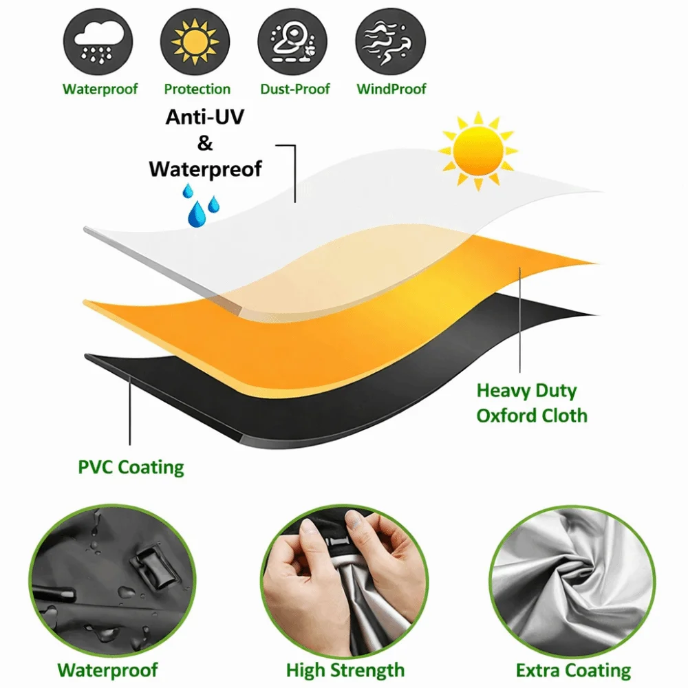 210D Polyester Oxford Lawn Mower Cover Rain & Tear-Resistant Drawstring Closure Lawn Mower Storage Dust Proof