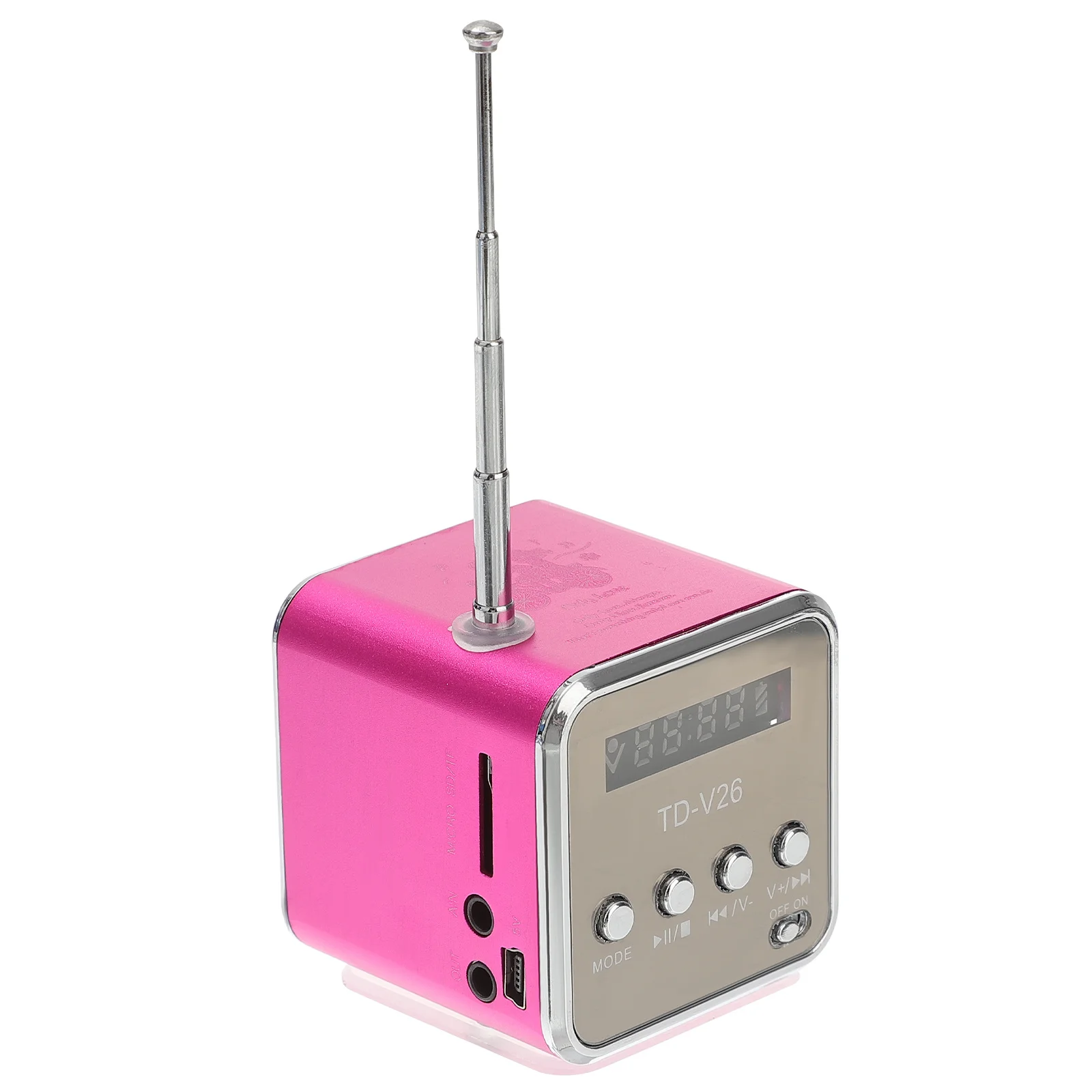 Mini Digital Portable Speaker Mp3 Radio Micro Usb 3.5Mm Audio Input Led Display Multi-Color Light Rechargeable