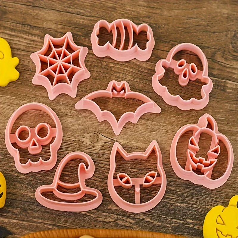 1set Halloween Cookie Cutters Set Pumpkin Ghost Skull Bat Shape Biscuit Mold DIY Baking Pastry Decorating Tools For Home Kitchen - view 5