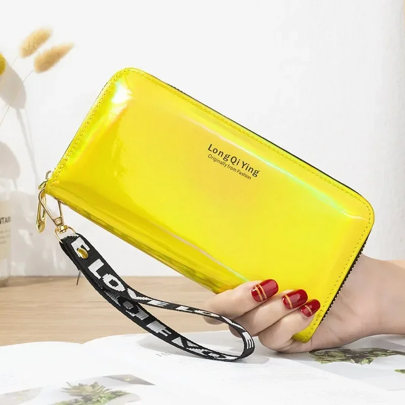 New Laser Holographic Wallet Women Long Pu Leather Purse Fashion Female Clutch Large Capacity Zipper Purses Phone Purse Carteras