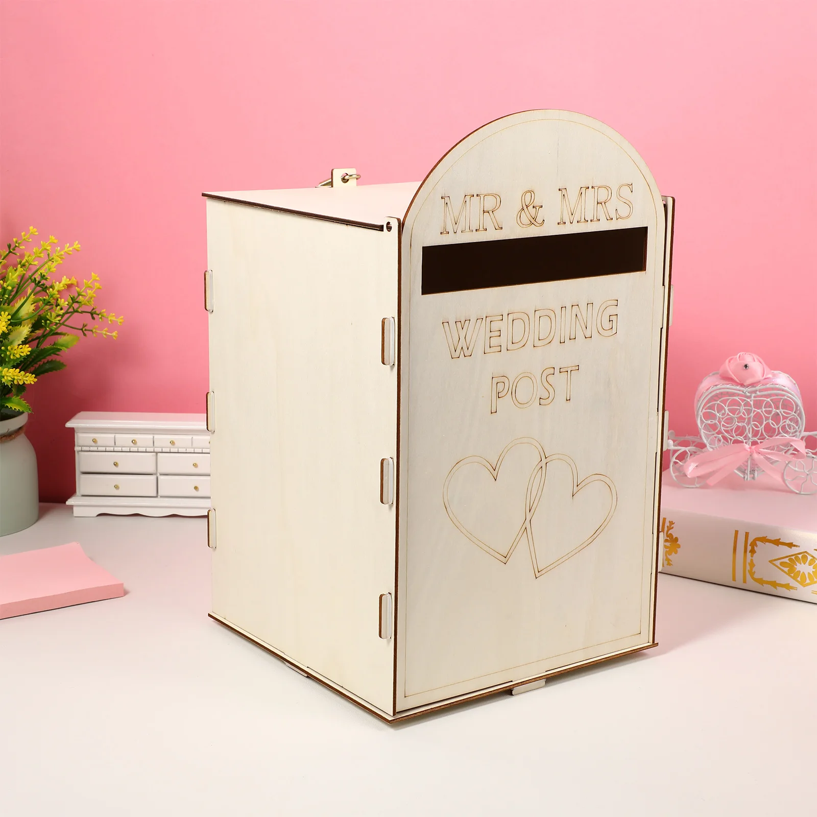 

Rustic Wooden Mailbox Premium Wedding Card Box Creative Design Retro naments Decorative Post Box For Ceremony Gifts Notes