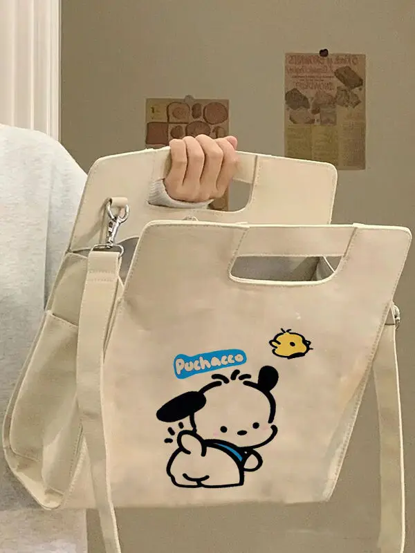 Sanrio2023 New Large Capacity Class Commuter Canvas Bag Niche Handheld Versatile Shoulder Messenger Bag Pacha Dog