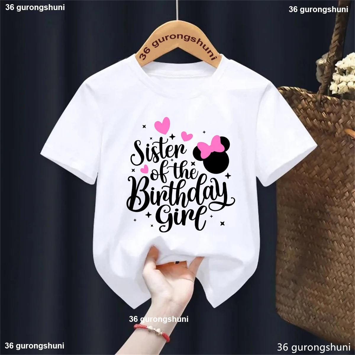 Sister Of The Birthday Love Printed Tshirt Girls Funny Birthday Gift Kids Clothes White/Black/Pink/Blue/Red/Yellow T-Shirt Tops