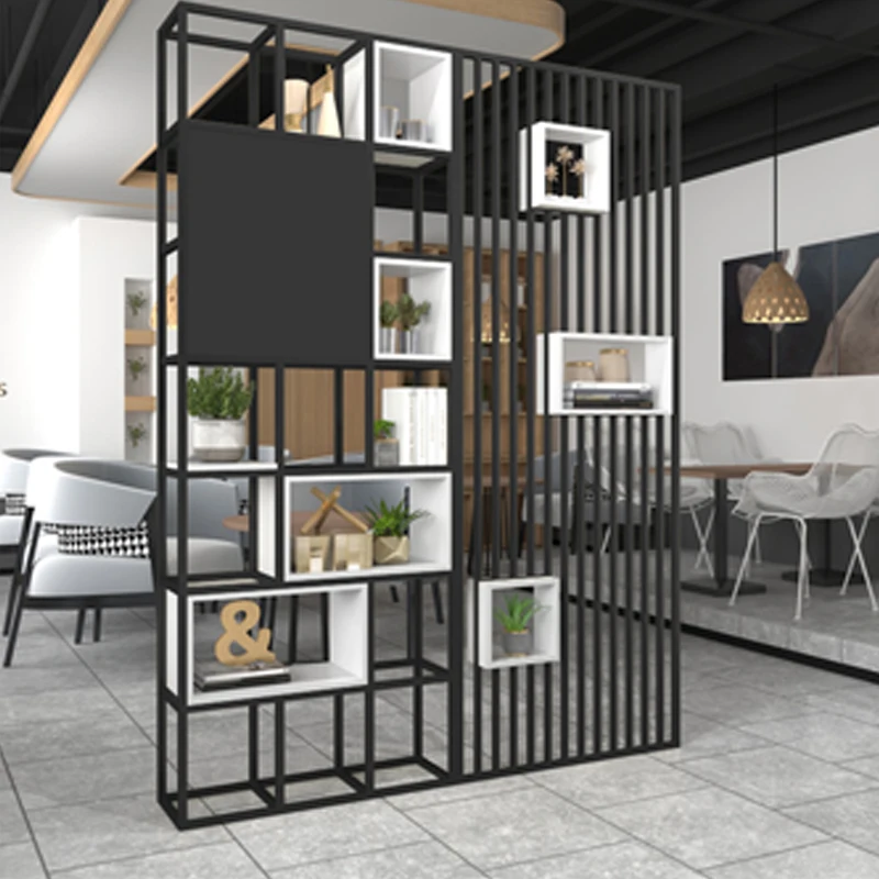 custom，Best Selling Modern Floor Metal Wrought Iron Bookshelf Living Room Screen Wrought Iron Storage Rack