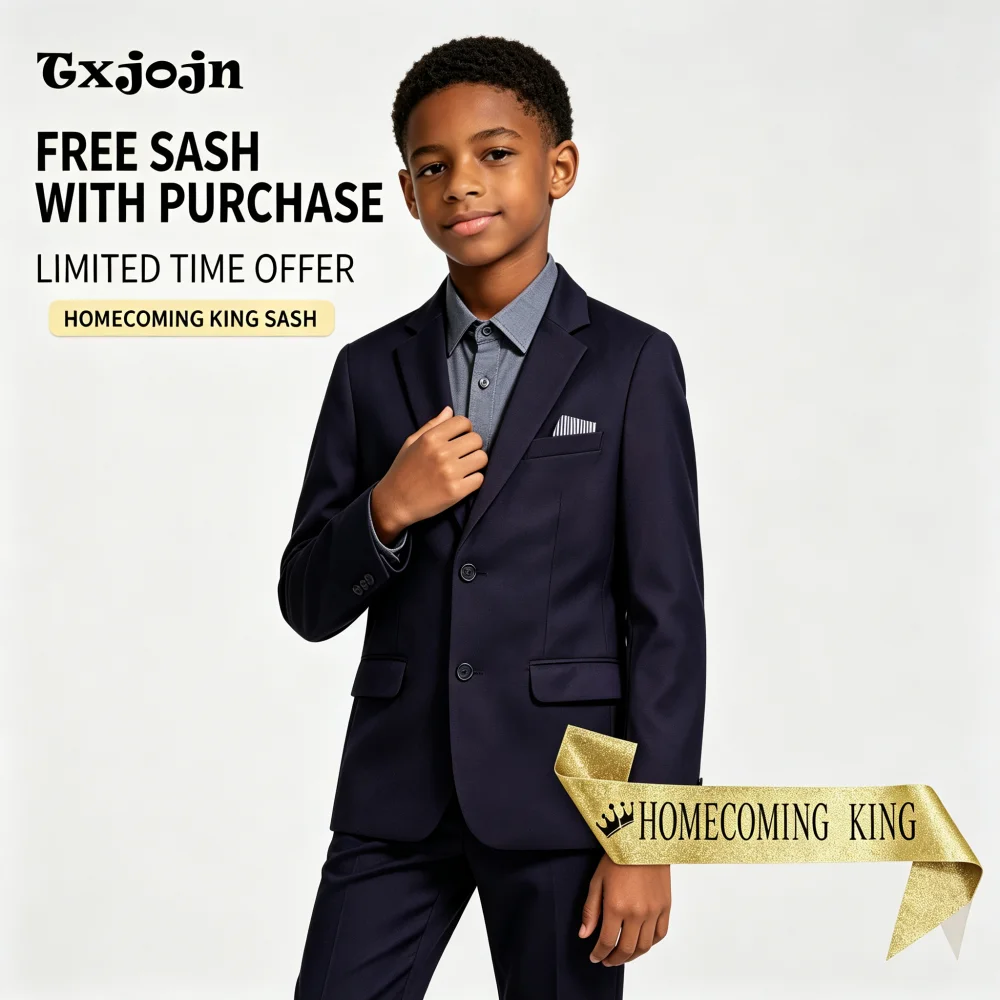 Formal Boys Suit Classic Homecoming Tuxedos 2-piece Set Trend Peak Lapel Jacket Single Breasted Tailored Wedding Blazer Pants