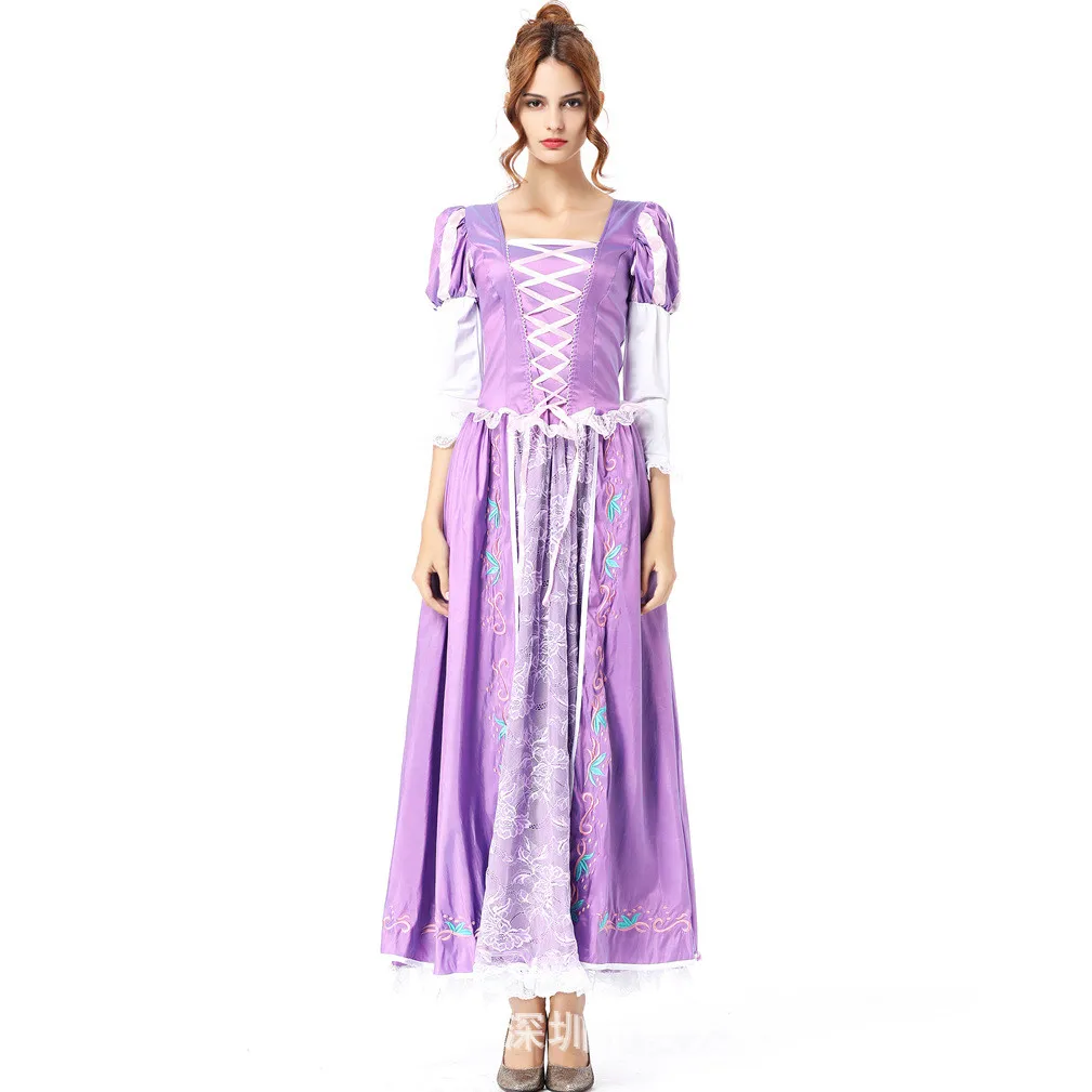 Newest Rapunzel Cosplay Costume for Adult Cos Rapunzel Princess Purple Long Dress Women Halloween Carnival Party Clothes Costume