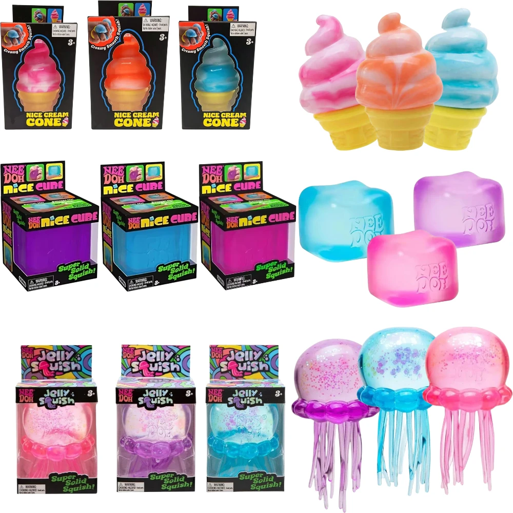 Juguete Antiestrés con Forma de Pizza, Helado y Medusa, Juguete Sensorial con Purpurina, Pelota de Medusa para Aliviar la Ansiedad en Adultos