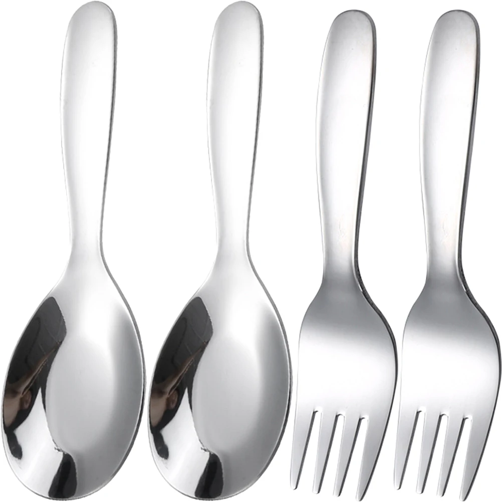 

304 Stainless Steel Spoon Fork Set Cooking Dining Toddler Silver Metal Cutlery Kitchen Serving Utensils Everyday Practical