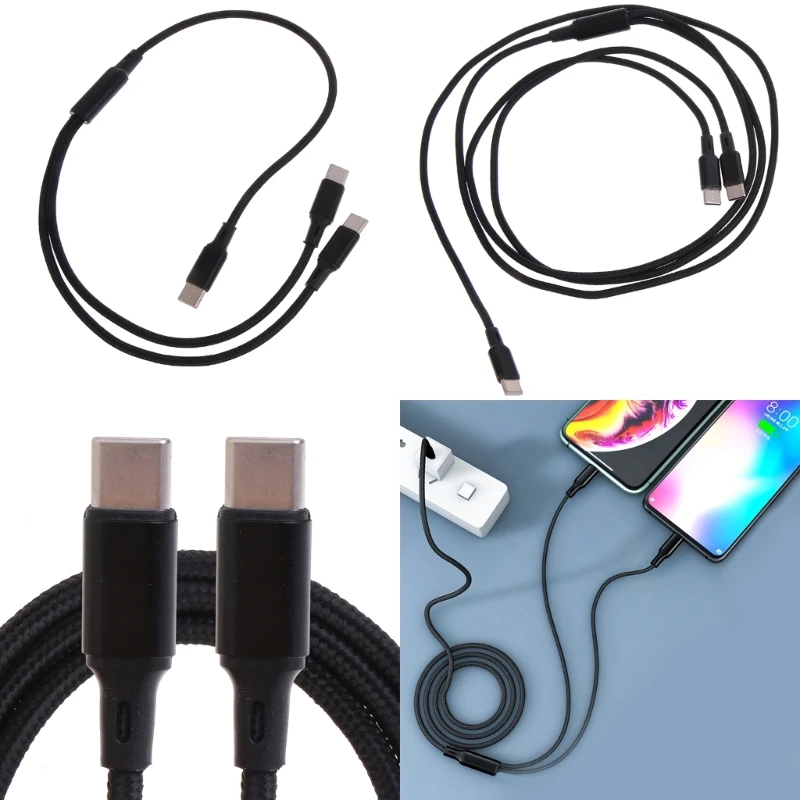 2 In 1 USB C Cable USB Type C Cable Charging For Phone 0.5/1.2m Android Mobile Quick Charger Cord Fast Charge Type-C Wire