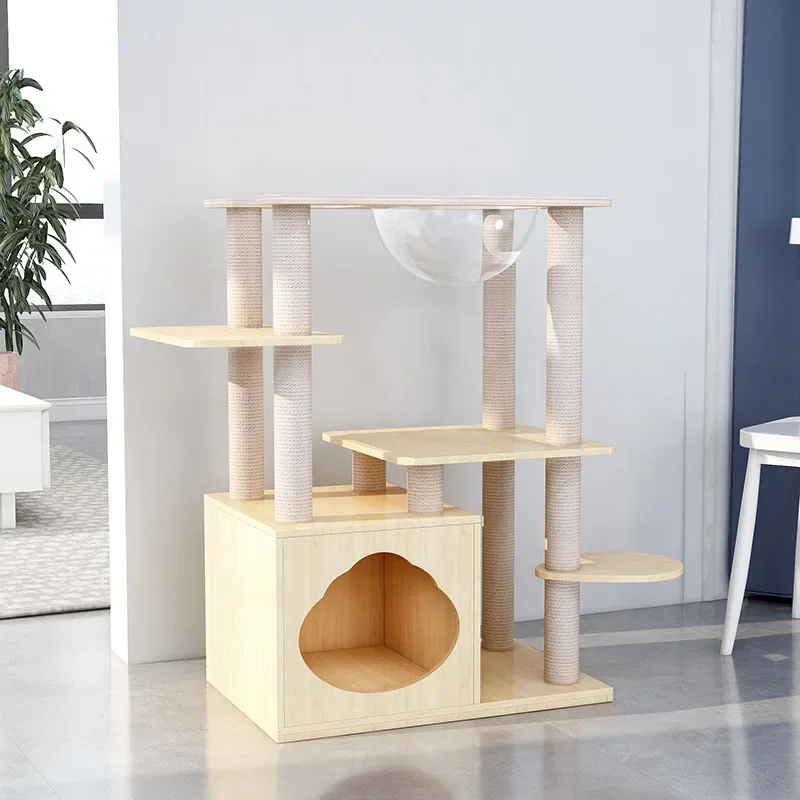 Solid Wood Cat Stand Space Capsule Cat Climbing Frame Cat Scratching Post Multi-layer Pet Climbing Toy Multifunctional Cat Nest