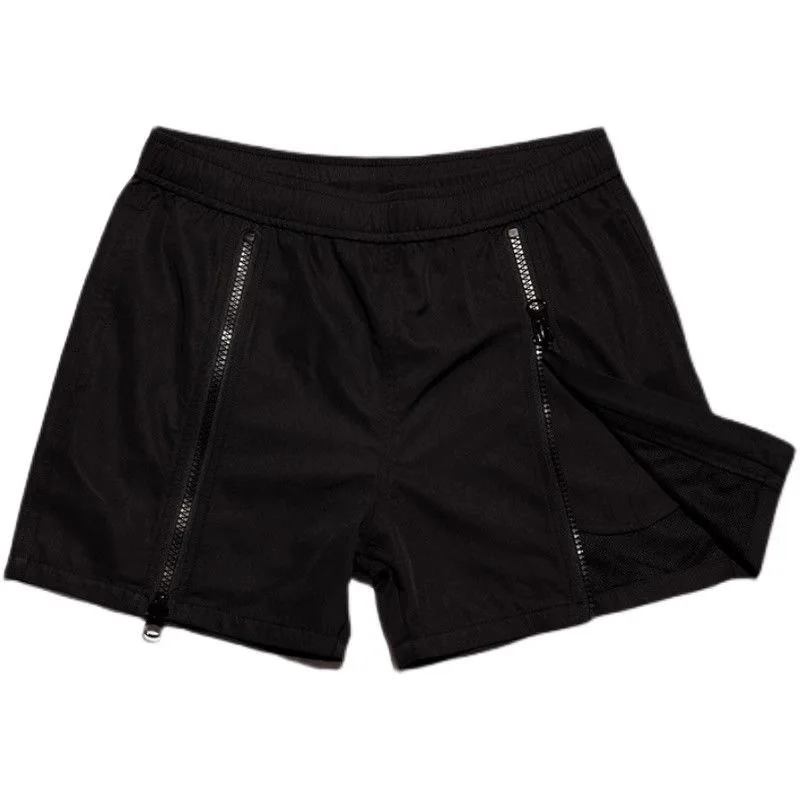 Shorts à fermeture éclair pour hommes, pantalons courts décontractés, sports ouverts, fitness, hanche, jambe, bain, plage, été