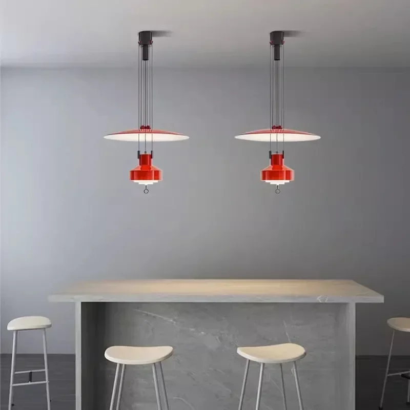 Minimalist restaurant lifting pendant light Nordic creative desk office bar lifting light stretchable flying saucer light