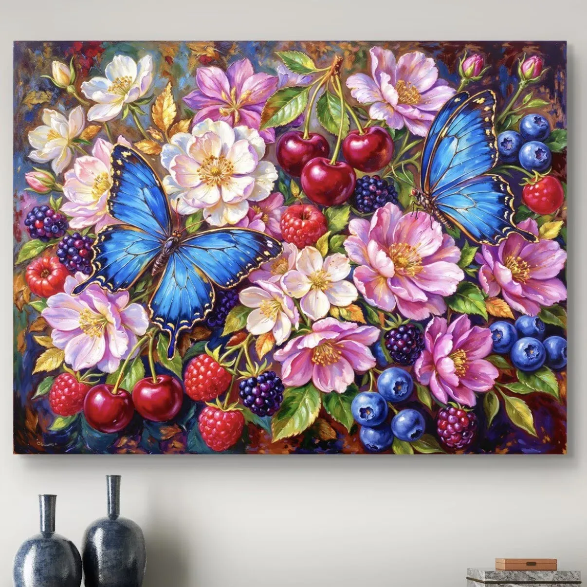 

9CT 14ct Butterfly Flowers Printed Kit Cross Stitch Embroidery DIY Needlework Home Crafts With Needles Threads 76 Colors