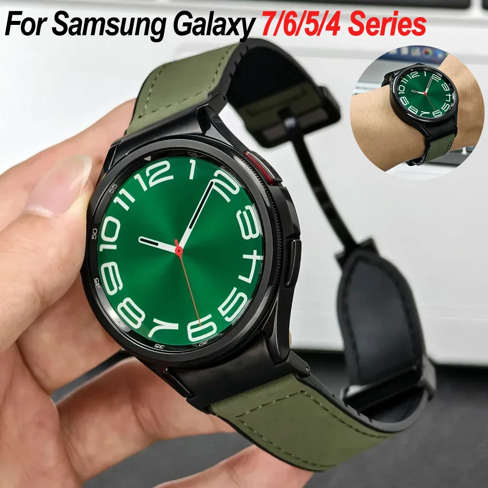 سوار جلد لساعة سامسونج جالاكسي ، حزام بدون ثغرات ، 7 ، 6 ، 4 كلاسيك ، 5 برو ، 6 ، 4 ، 7 ، 40 ، 44 ، 45 ، 43 ، 47 ، 42 من من من ، 46