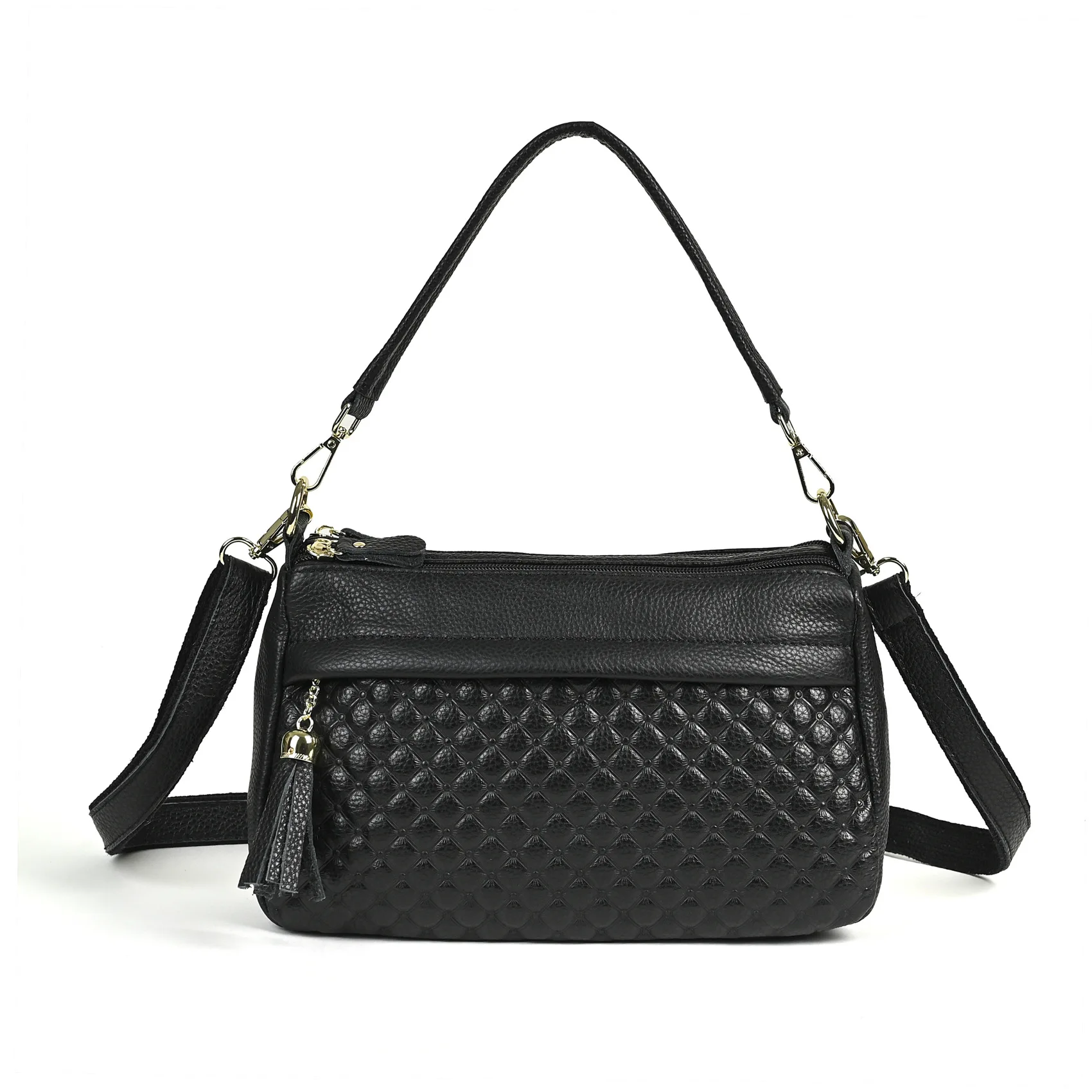 Trendy Quilted Crossbody Bag Women Minimalist Single Shoulder Purse Genuine Leather Small Square Handbag