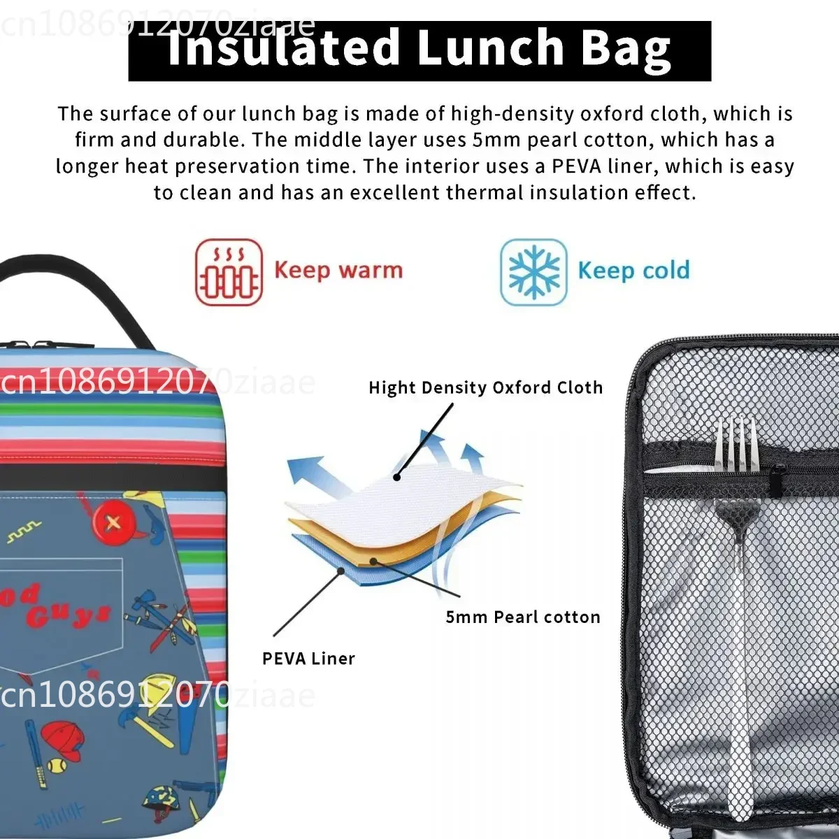 Good Guy-Sac à lunch isotherme portable pour enfants, boîte à lunch chaude pour l'école et le bureau, beurre, chucky