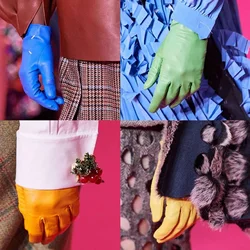 LaSally Fashion New Women's Short Leather Gloves Sheepskin Real Leather Single Layer Skin Thin Slim Model Catwalk Shooting Glove