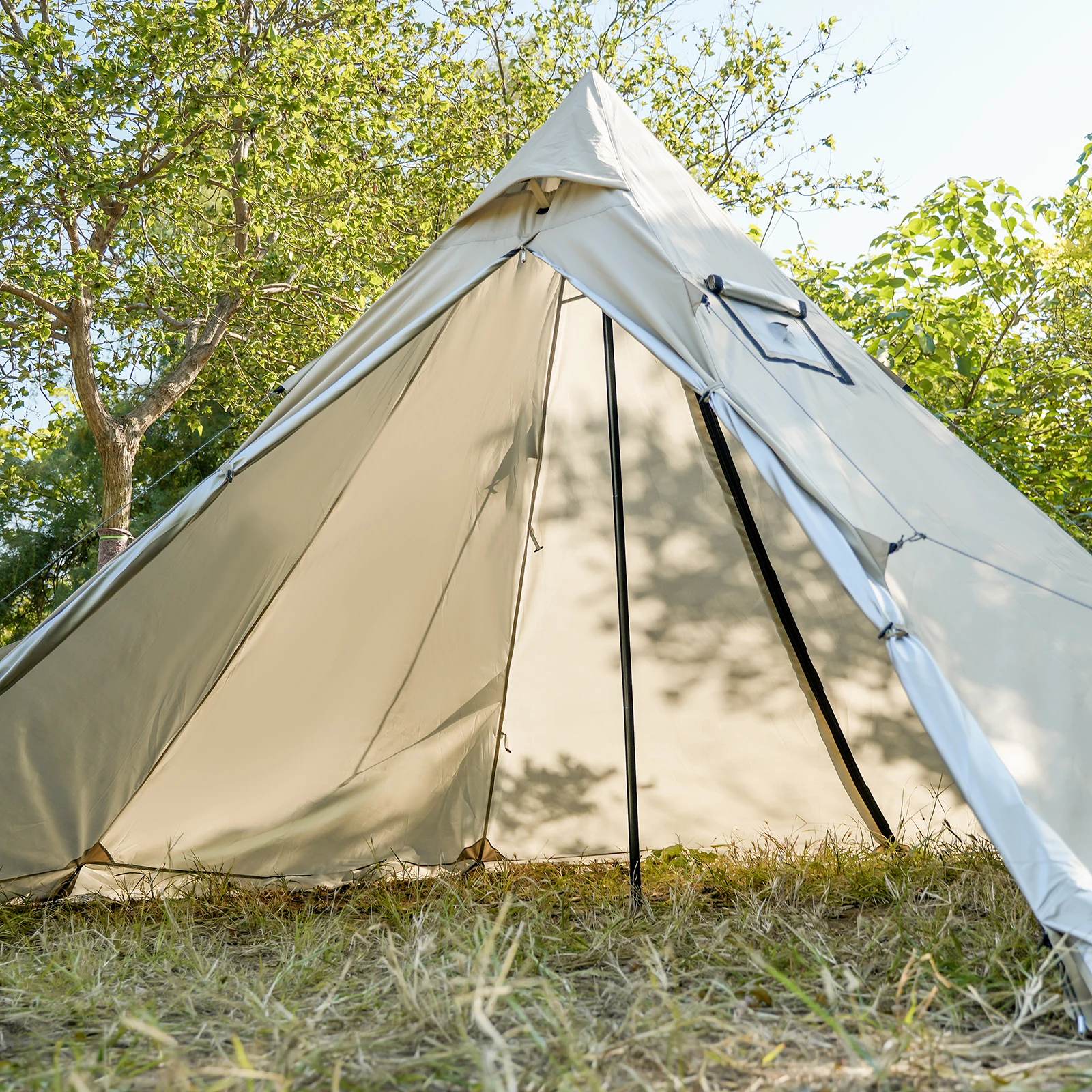 PAKICETUS Hot Tent mit Schornsteinöffnung und Schneeschutz, 5,24ft~7,21ft Stehraum, für 2-4 Personen, 4-Jahreszeiten-Rucksackzelt, Tipi-Zelt – Detail 12
