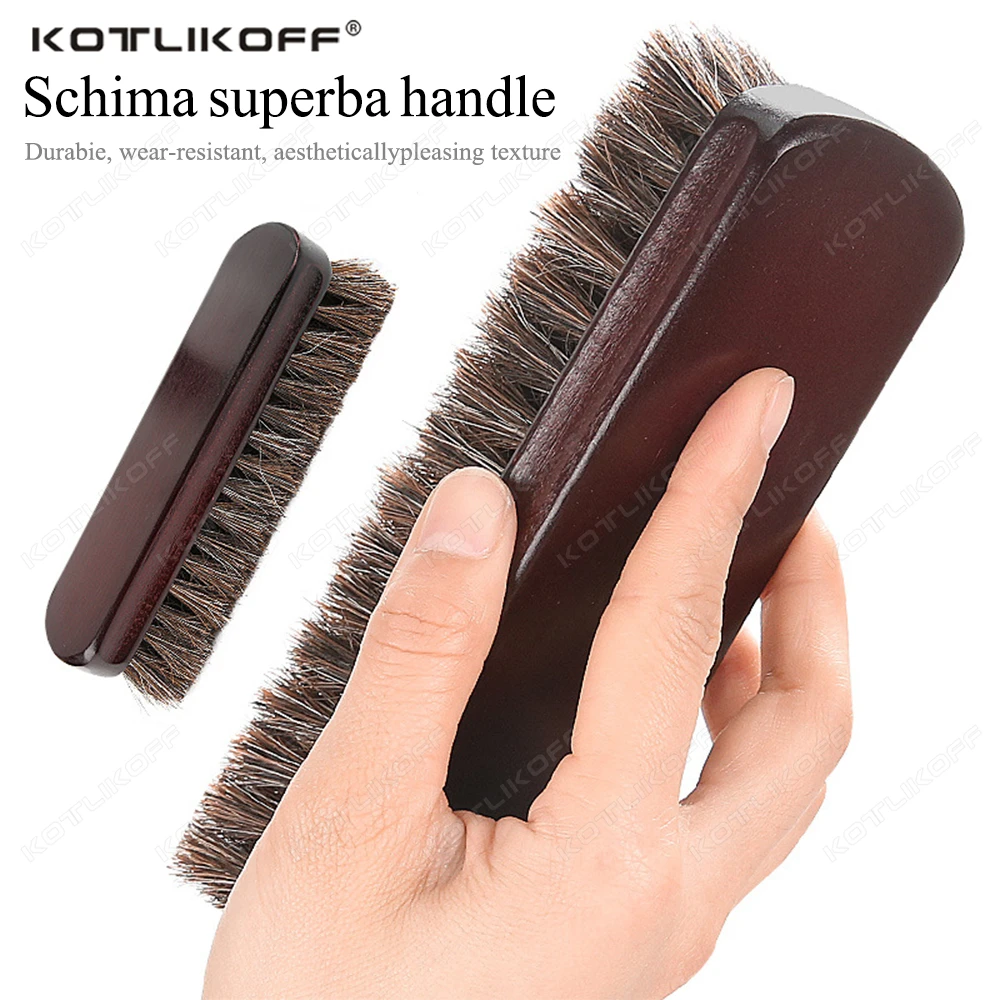 

KOTLIKOFF 1/2 шт. Щетка для полировки и чистки с ручкой, из конского волоса, деревянная, для ухода и чистки кожаной обуви