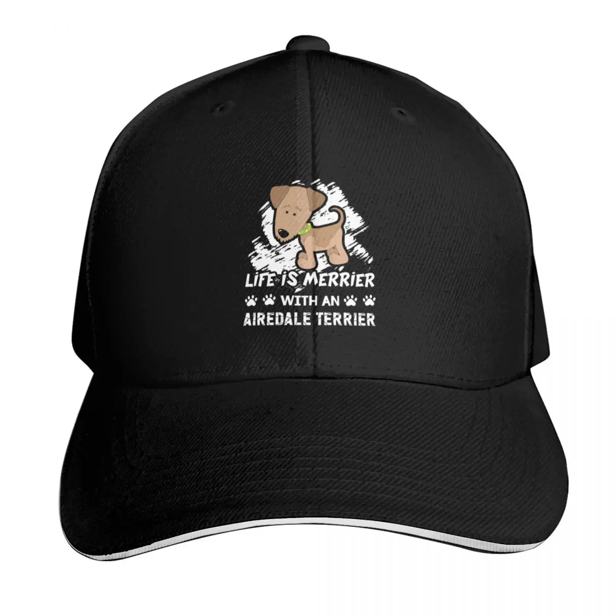 Airedale Terrier Life Is Merrier With An Airedale Terrier Baseball Cap Men Women Casual Summer Sport Sun Cap