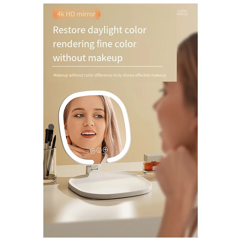 

AT51-LED зеркало для макияжа с подсветкой, увеличение 1X/3X, портативное складное дорожное косметическое зеркало, идеальный подарок для женщин