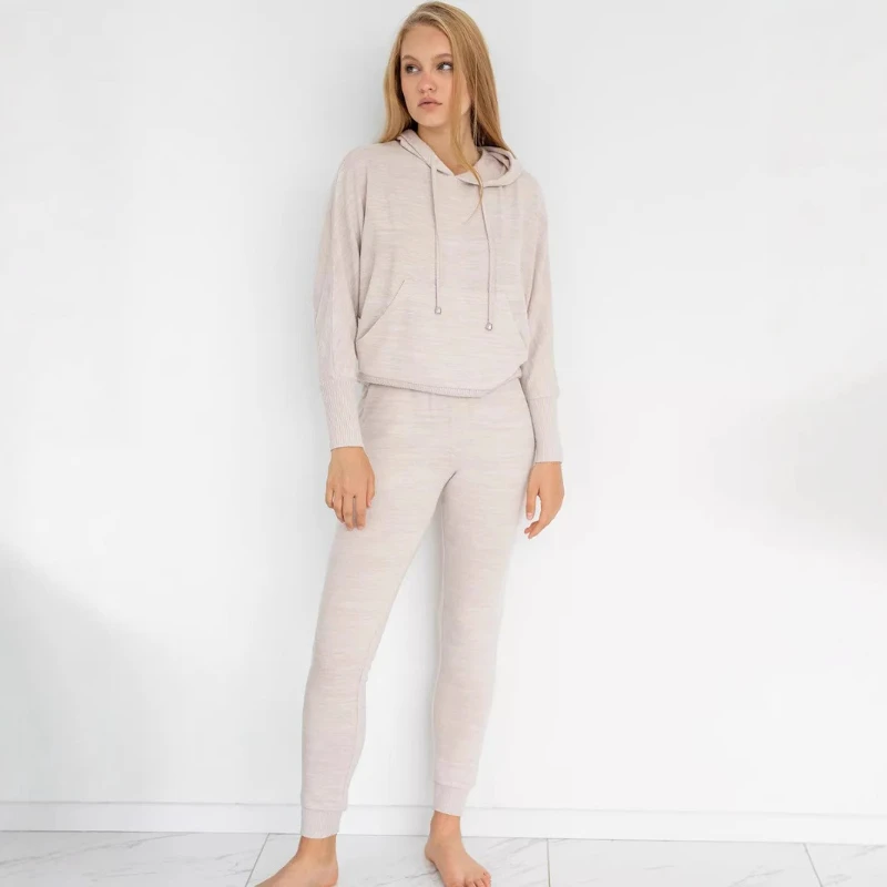 

2025 New Sweatshirt Knitwear Women's Hooded Casual New Sporty Long Sleeve Trousers Two-Piece Set