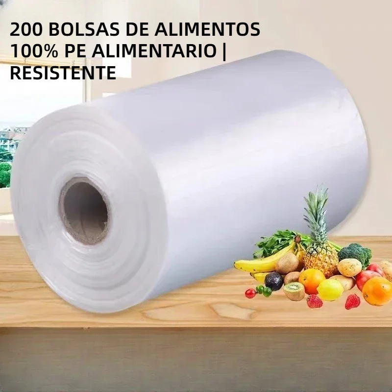 200pcs Large Transparent Disposable Food Storage Bags Self Sealing Plastic Pouch For Supermarket Convenience Store Keep Fresh