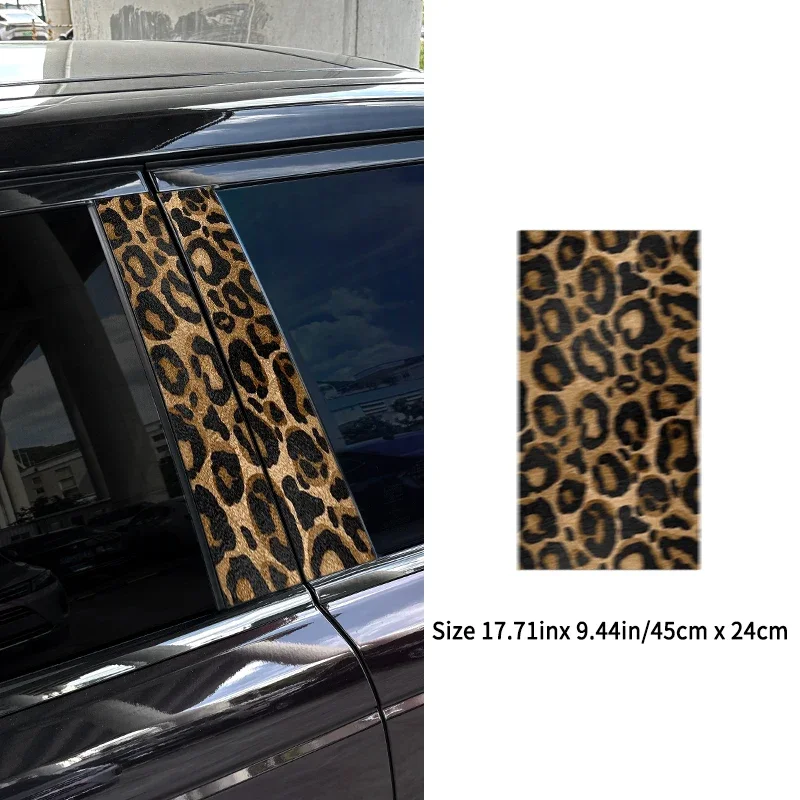 Leopard Print Car Stickers Auto B Pillar Waterproof Center Column Decoration Cover Scratches Sunscreen Vinyl DIY Door Decals