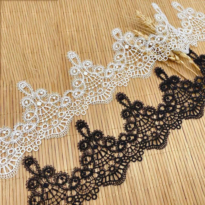 

30Yards Embroidery Lace Trim Water Soluble White Black Sewing On Ribbons Dresses Neckline Garment Decor Clothes Accessories DIY