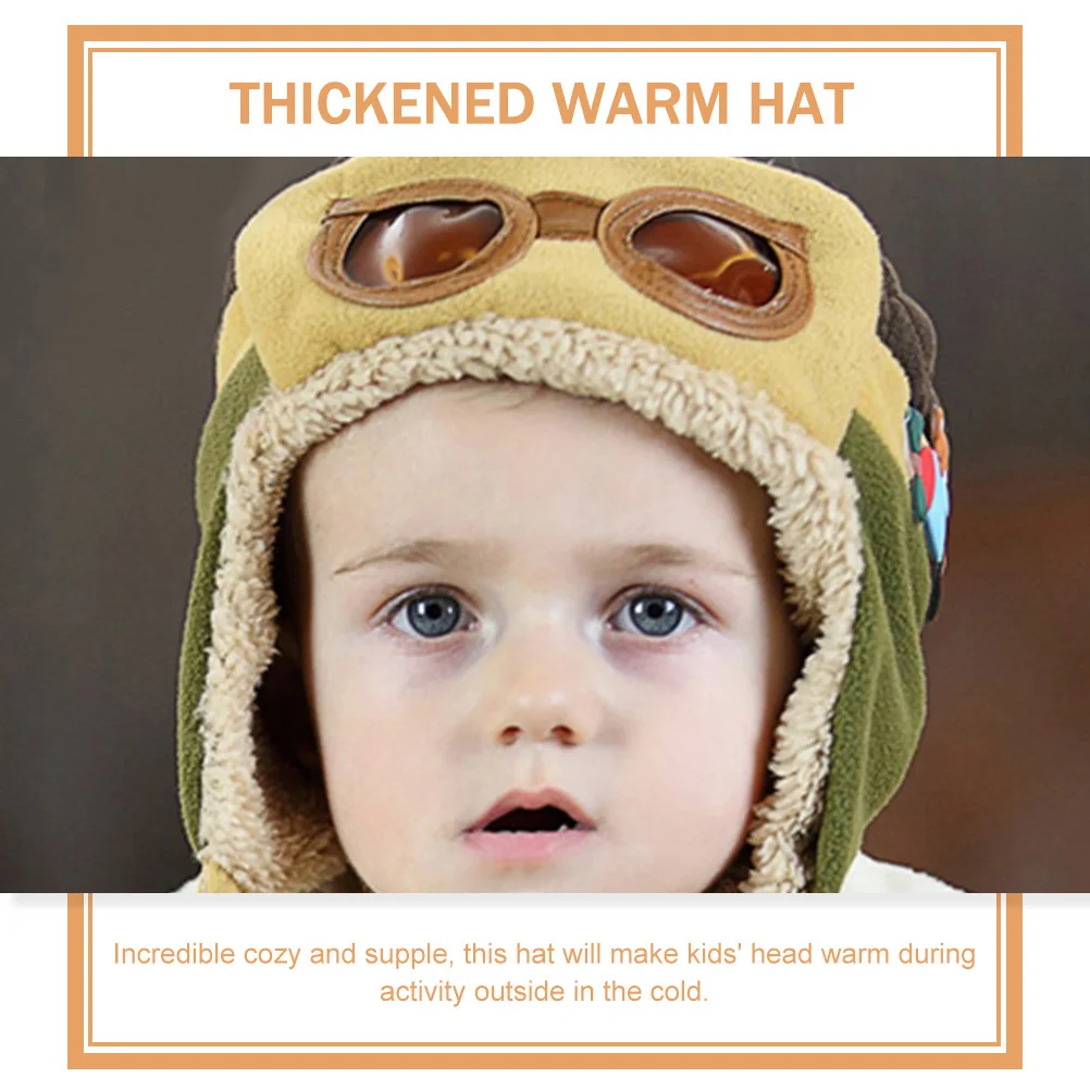 

2Pcs Kids Pilot Hats Thickened Warm Cotton Hats Portable Wear-Resistant Kids Accessories Winter Outdoor Cozy Children Supply