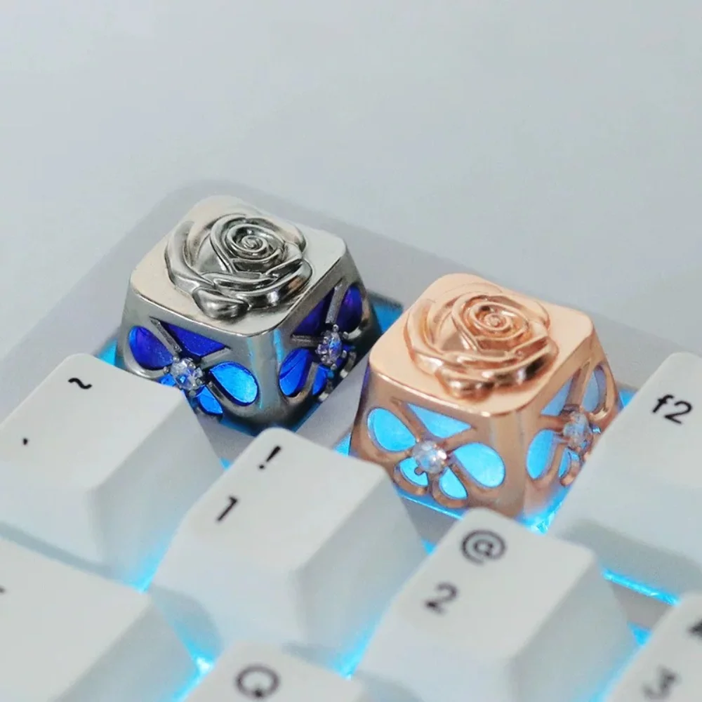 Rose Theme Keycap Customization Metal Artisan Handmade Keyboard Key Caps for Mechanical Keyboard Decoration Accessories Gifts