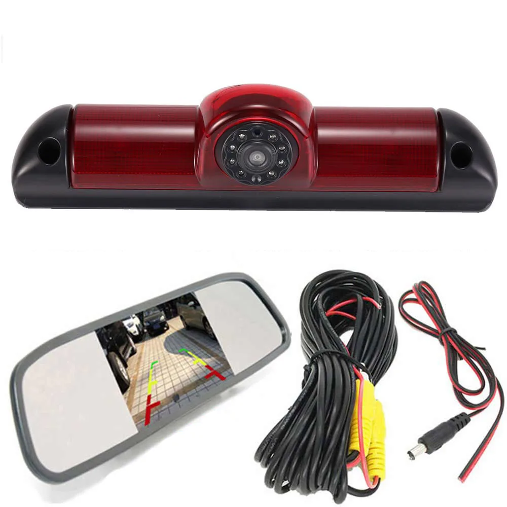 

Navinio CCD Chip Car rear view camera +4.3"Mirror for Peugeot Boxter - 2006 brake stop lamp light HD waterproof