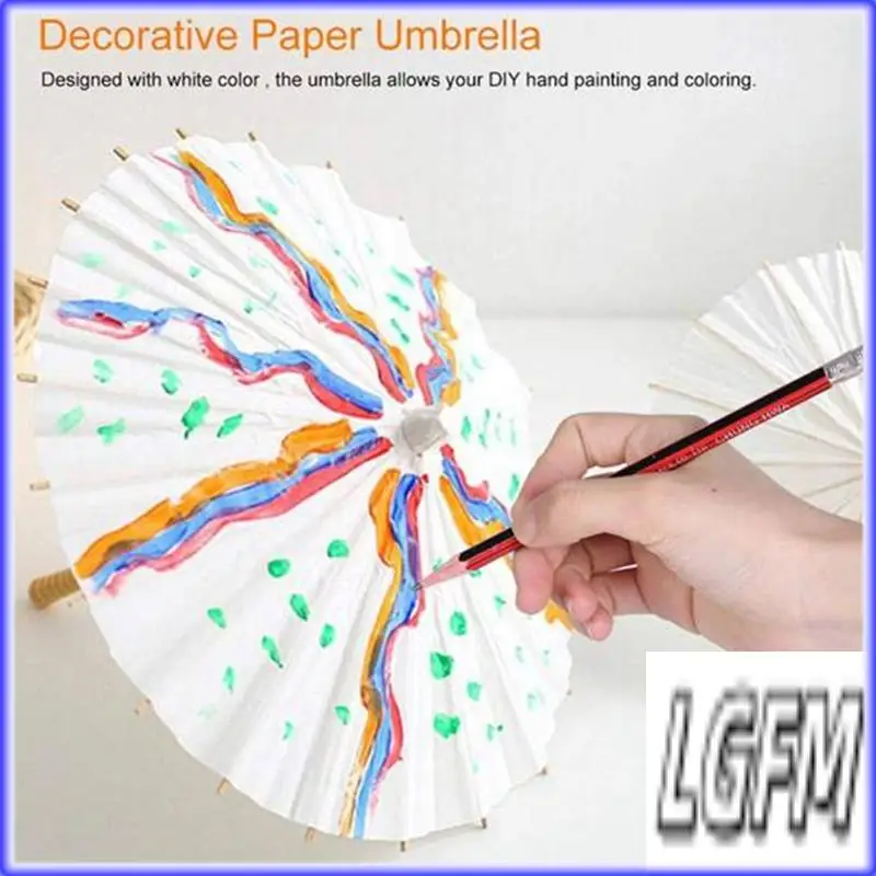 GM-pour décor de fête de mariée de mariage, accessoire de photographie 20 pièces parapluies en papier blanc 19.7 pouces bricolage Parasols en papier huilé