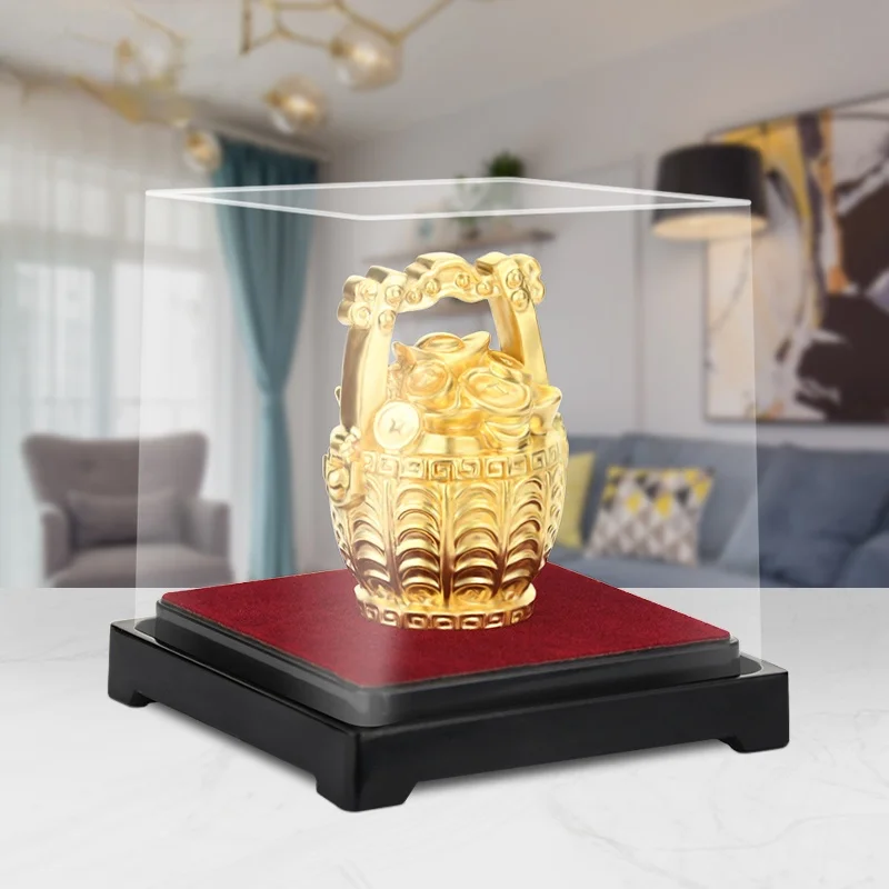 Cubo de figuritas doradas Fengshui cuenco de tesoro de riqueza estatua  de oro de 24k  La Fortuna adornos de escritorio regalos