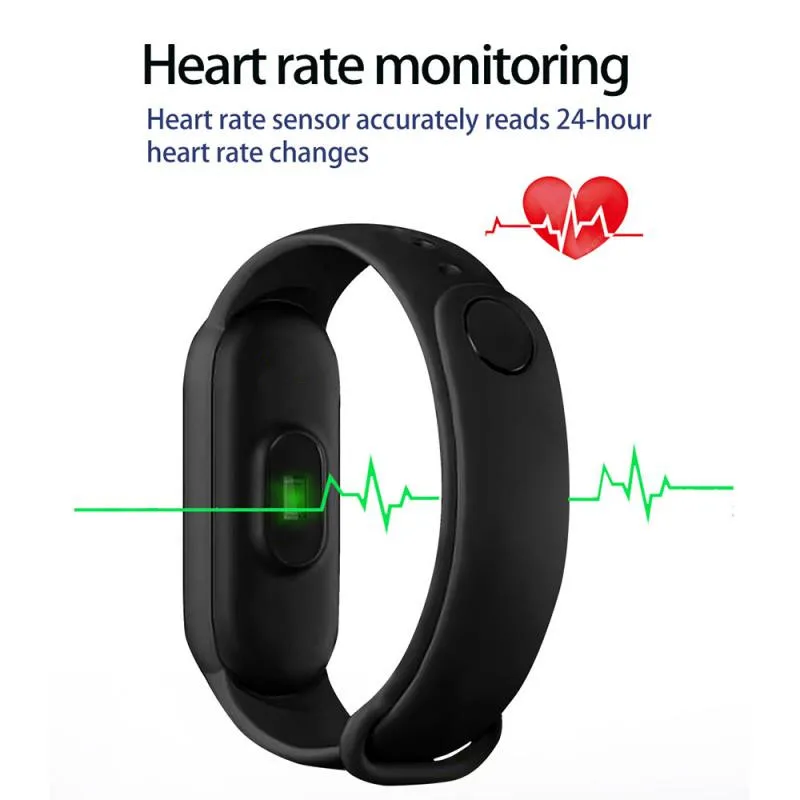 ผู้หญิงข้อมือนาฬิกาผู้ชาย M7 Heart Rate Smartwatch สายรัดข้อมือฟิตเนสความดันโลหิตสร้อยข้อมือสมาร์ทกีฬา Call Message Reminder