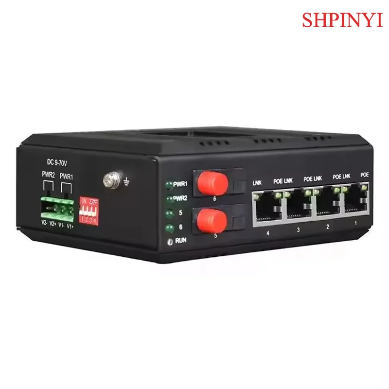 

Промышленный 4-портовый коммутатор Gigabit Ethernet POE на DIN-рейку с 2 оптоволоконными портами Промышленный коммутатор GE 100/1000M Ethernet