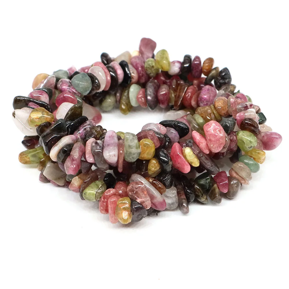 16Inch Natural Color Tourmaline Chips Stone Bead Irregular Gravel Crystals Quartz Beads for Jewelry Making DIY Bracelet Necklace