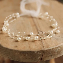 Newborn Photography Props Toddler Girls Pearl Headband Baby Photoshoots Posing Photo Tieback Princess Hair Accessories