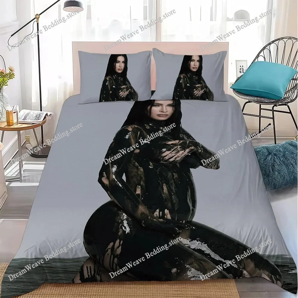 M-Megan Fox Duvet Cover Set Home Style Bedding Soft Laundry Cotton Bed Student Dormitory Gift