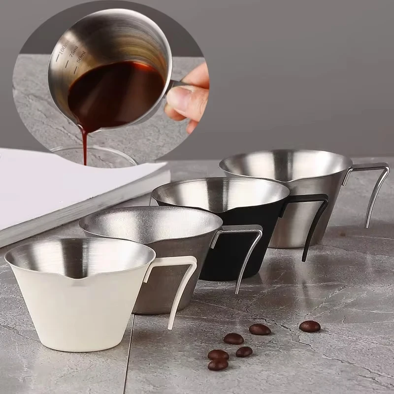 100 ml Espresso Messbecher mit Griff Edelstahl Kaffee Shot Kaffee Ausgießbecher Home Küche Messzubehör