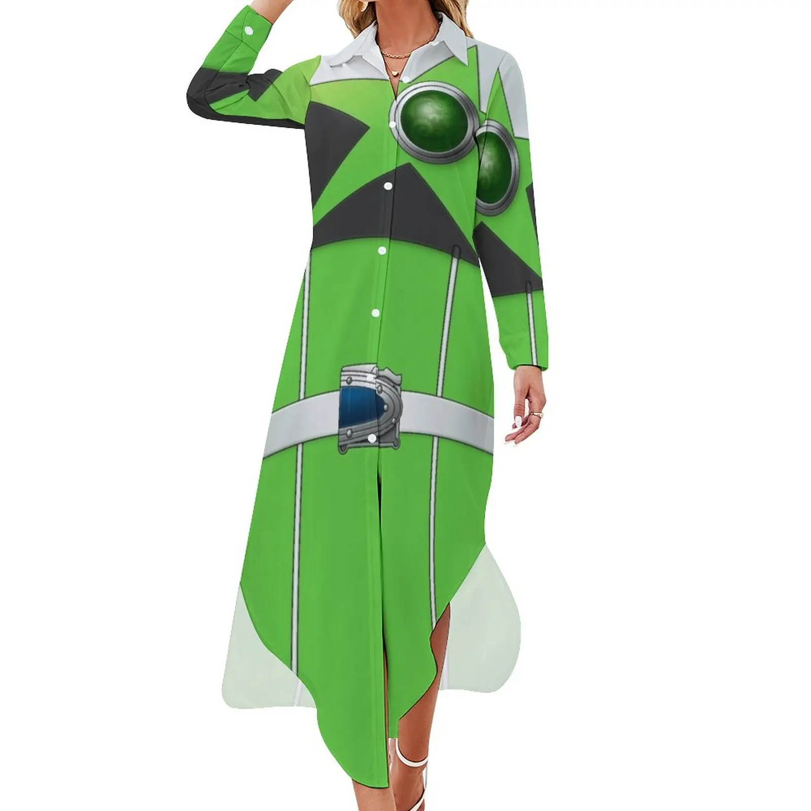 

ChameleonGreen Long Sleeved Shirt Dress summer dresses dress for women