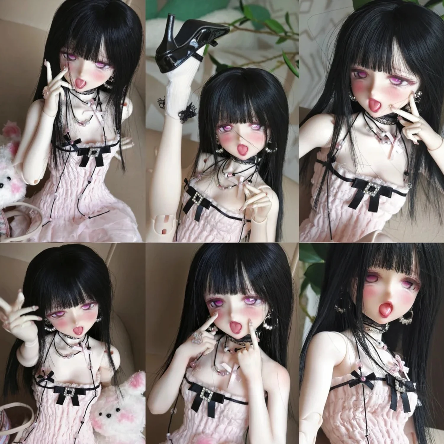 Boneca BJD 1/4 Sese Anime Expressão com olhos sorridentes boca aberta boneca coletora de resina poseable