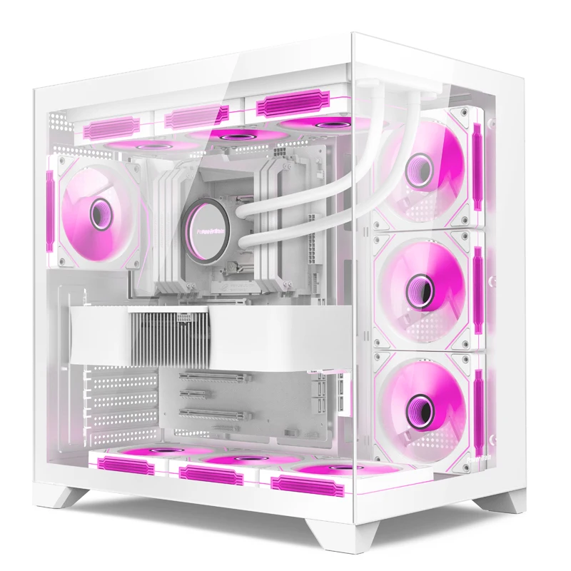 Elektrische trein Dreamland PRO ATX moederbord PC gaming 360° watergekoelde kamer met zeezicht Dubbelzijdige glazen gamingcomputerbehuizing