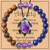 3pcs/set,Amethyst Turtle Necklace, Natural Stone Decompression Bracelet, Fashionable and Casual Women's Jewelry Set