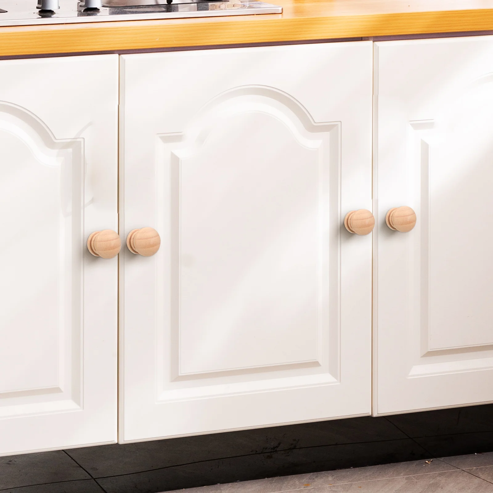 100 Stück Pilzknöpfe, unlackiertes Holz, Schubladengriffe, rustikale Schrankgriffe für Kommode, Kleiderschränke, Küche, Möbel, Dekor, Holz