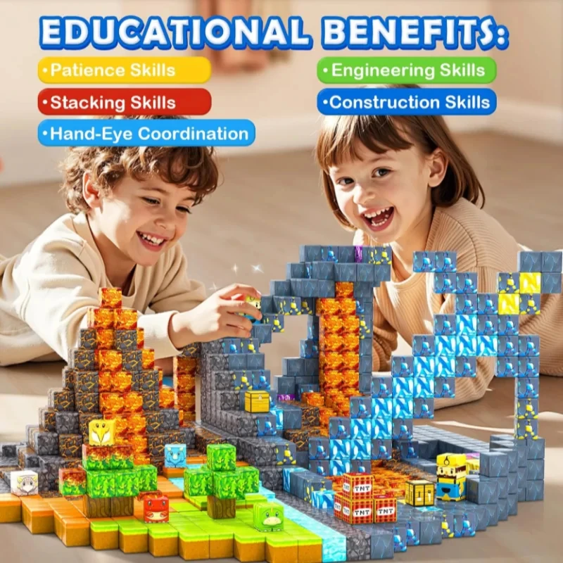 บล็อกแม่เหล็กบล็อกตัวต่อแม่เหล็กดึงดูดปริศนาเด็ก DIY ชุดของเล่นประกอบที่หลากหลายและเป็นส่วนตัว