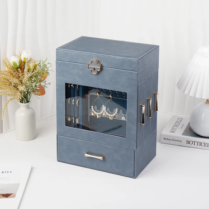 Dressing Table Jewelry Box Necklace Rings Storage Boxes Exquisite Leather Jewellery Case Large Capacity Trinket Organize Cases