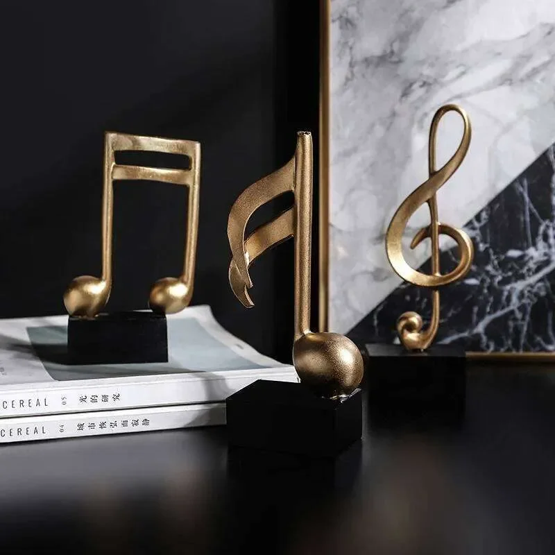 

Musical Note Figurines Decoration Resin Golden Sculpture Home Decor Desk Piano Office TV Cabinet Ornaments Souvenirs