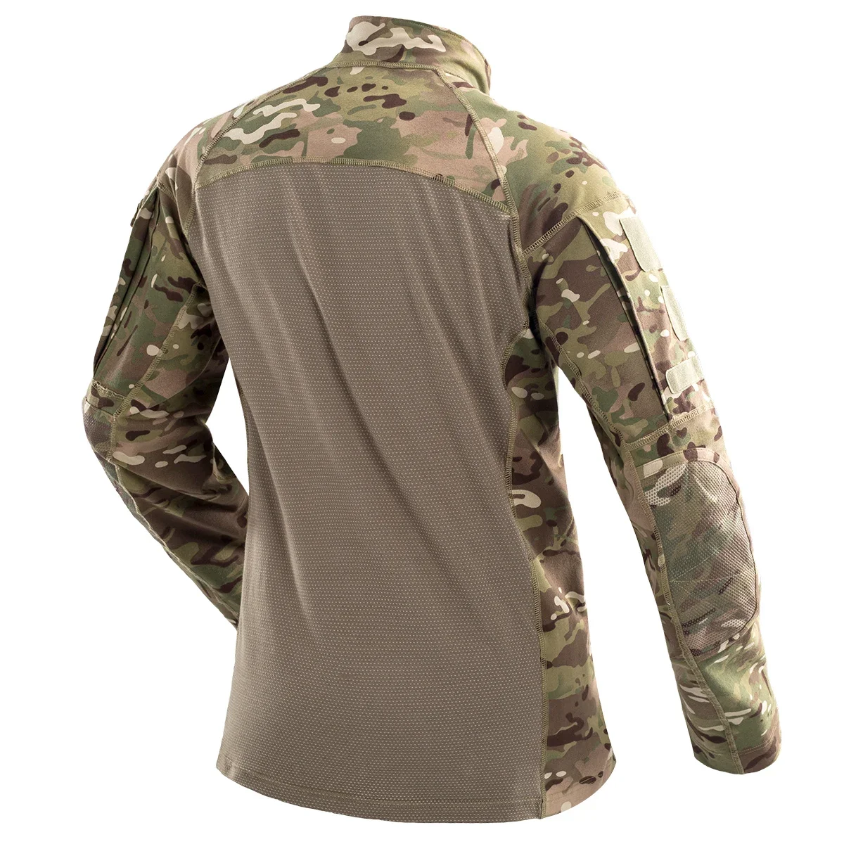 Men Hiking T-shirts Tactical Combat Shirts Stretch Cotton 1/4 Zipper Shirt Long Sleeve Camo T Shirt Men Clothing Wear-resistant