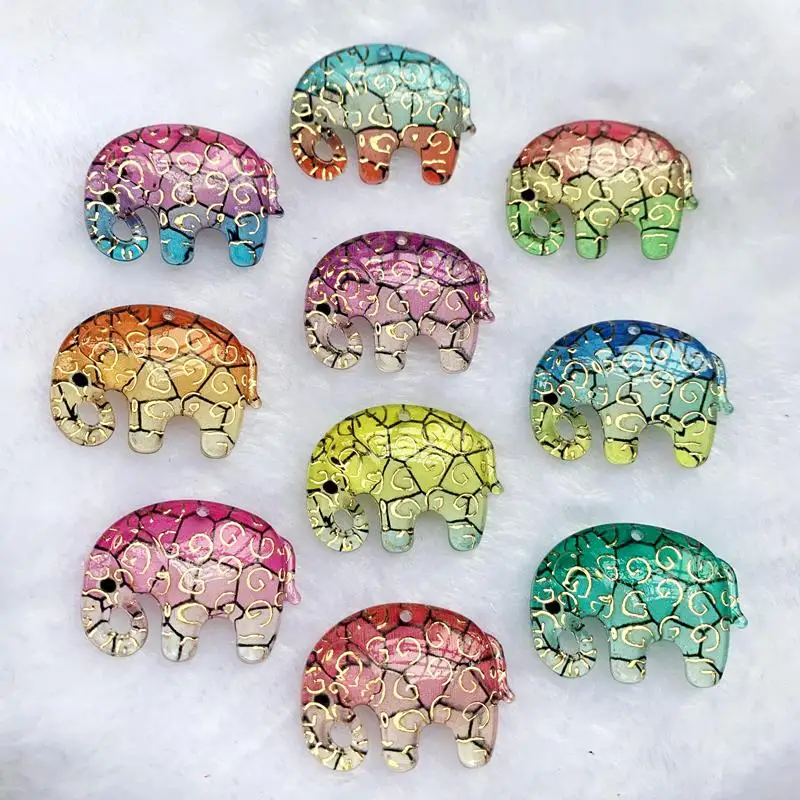 10pcs 33mm * 25MM elephant shaped single hole pendant indigenous accessories DIY Rhinestone flat back decoration